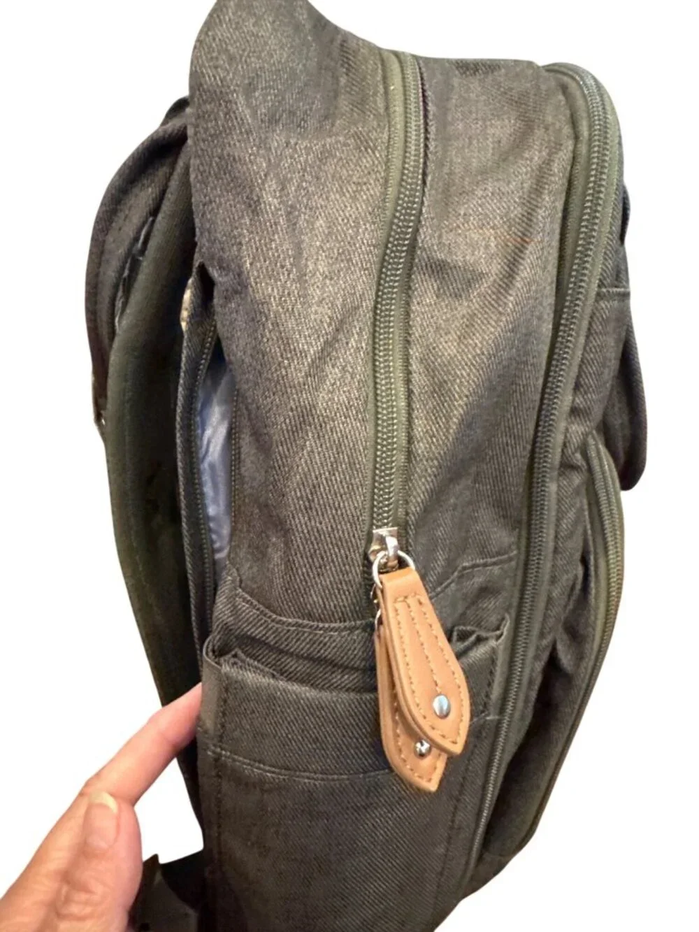 Dikaslon Diaper Bag Backpack Olive Green Quilted Travel Baby Bag Changing Pad